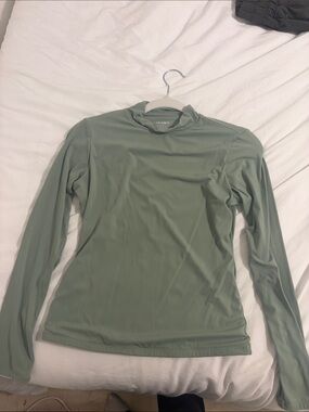Mock Neck Long Sleeve Top in Sage Green